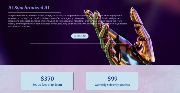Synchronized AI website screenshot